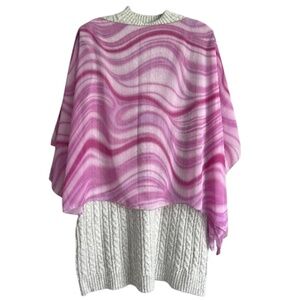 Modern Flowy Wave pattern lightweight poncho style top